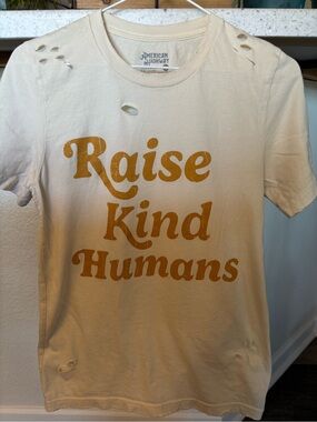 American Highway "Raise Kind Humans" Short Sleeve Tee - Cream/Gold